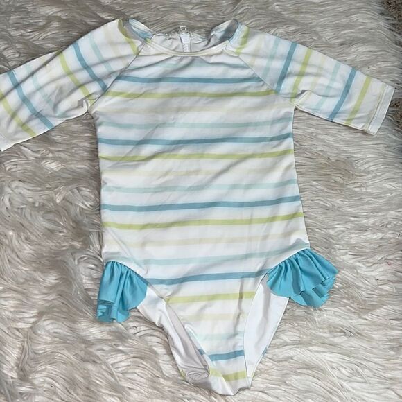 SugarFoot swim girls 3/4 sleeve ruffle one piece buttery Soft Italian fabric - Picture 1 of 7